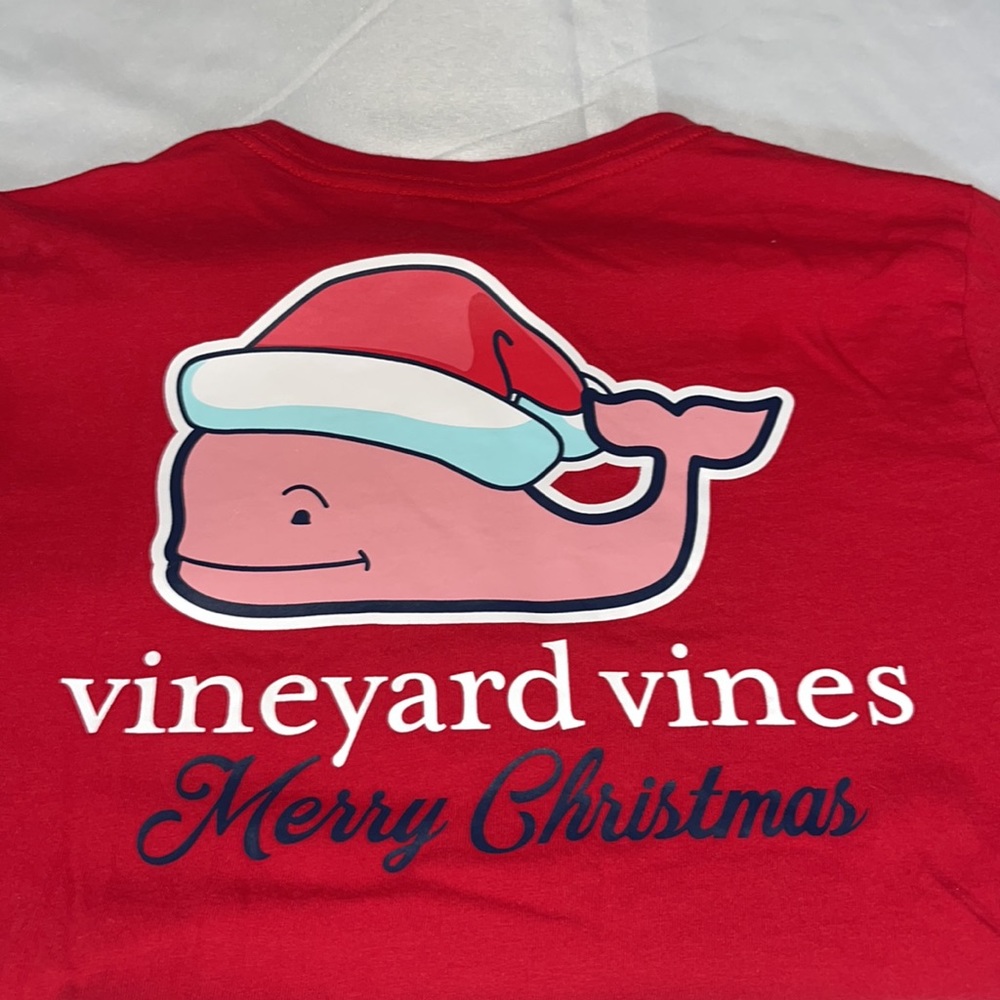 Vineyard Vines Red Long Sleeve Pocket Tee